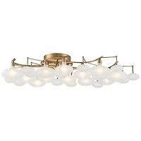 Possini Euro Design Lilypad Modern Ceiling Light Semi Flush Mount Fixture 30 1/4" Wide Warm Brass 12-Light Frosted Glass Shade for Bedroom Living