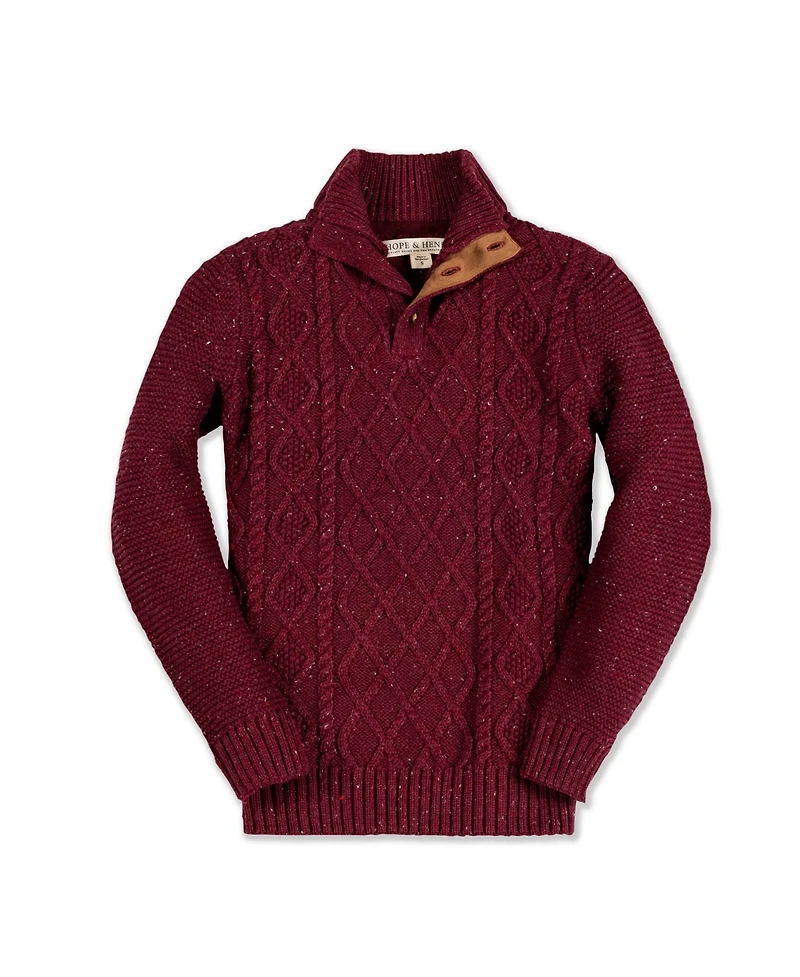 Hope & Henry Baby Boys Long Sleeve Mock Neck Cable Sweater with Flecks