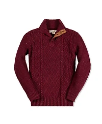 Hope & Henry Baby Boys Long Sleeve Mock Neck Cable Sweater with Flecks