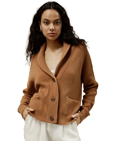 Lilysilk Women's Wool Knit Shawl Collar Cardigan