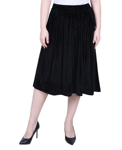 Ny Collection Petite Pleated Velvet Skirt