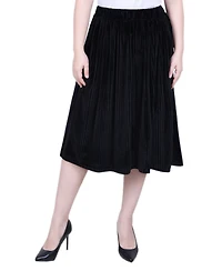 Ny Collection Petite Pleated Velvet Skirt