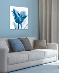 Empire Art Direct "Lusty Blue Tulip" Frameless Free Floating Tempered Glass Panel Graphic Wall Art, 24" x 24" x 0.2"