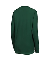 Women's Pressbox Green Michigan State Spartans Surf Plus Southlawn Waffle-Knit Thermal Tri-Blend Long Sleeve T-shirt