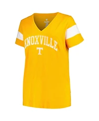 Women's Profile Heather Tennessee Orange Volunteers Plus Arched City Sleeve Stripe V-Neck T-shirt