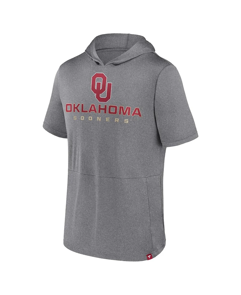 Men's Fanatics Heather Gray Oklahoma Sooners Modern Stack Hoodie T-shirt