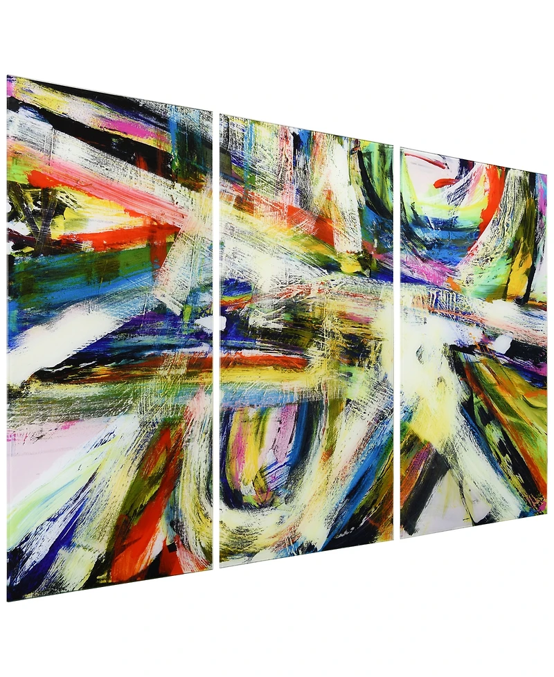 Empire Art Direct "Rock Star I Abc" Frameless Free Floating Tempered Glass Panel Graphic Wall Art Set of 3, 72" x 36" x 0.2" Each