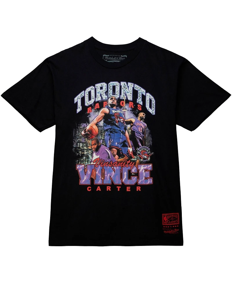 Men's Mitchell & Ness Vince Carter Black Toronto Raptors Hardwood Classics Bling Concert Player T-shirt
