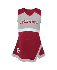 Big Girls Crimson, Gray Oklahoma Sooners Cheer Captain Jumper Dress