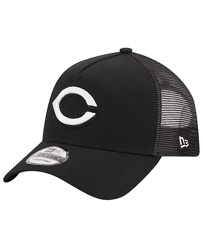 Men's New Era Black Cincinnati Reds A-Frame 9FORTY Trucker Adjustable Hat