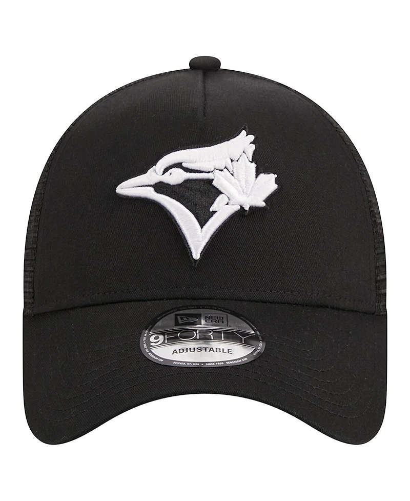 Men's New Era Black Toronto Blue Jays A-Frame 9FORTY Trucker Adjustable Hat