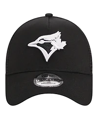 Men's New Era Black Toronto Blue Jays A-Frame 9FORTY Trucker Adjustable Hat