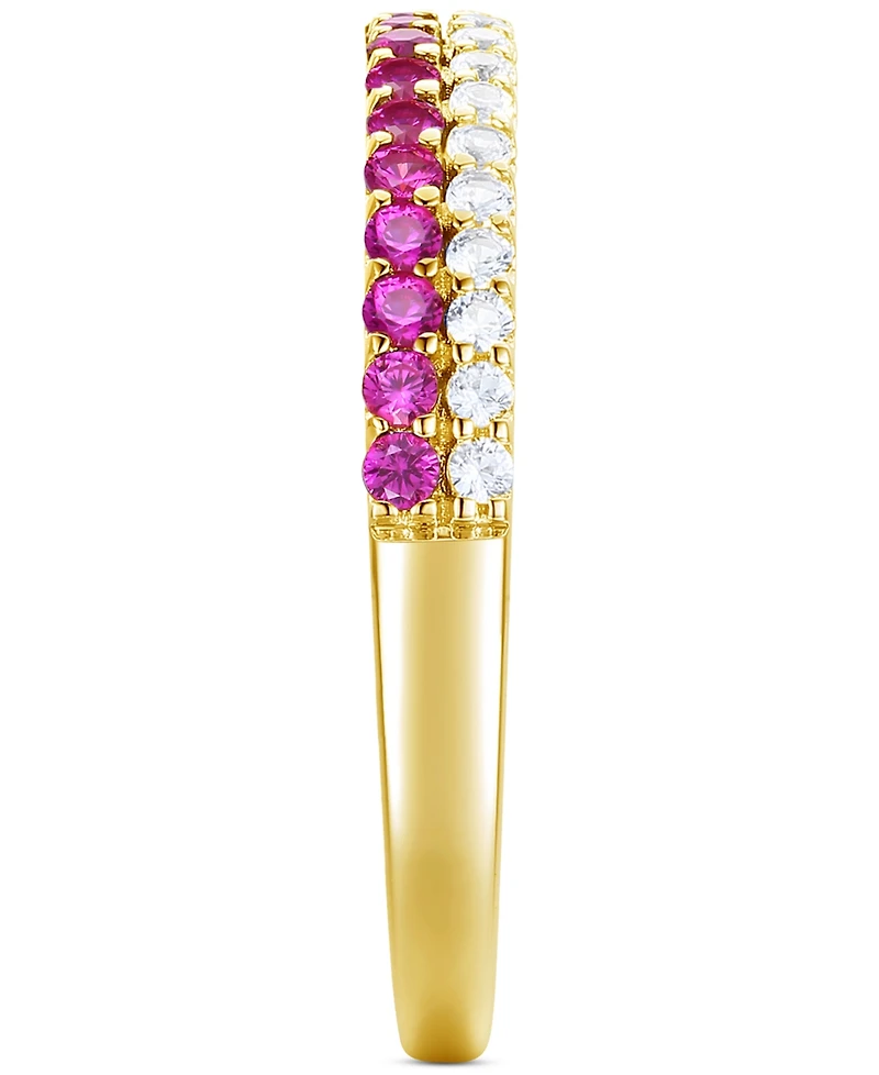 Amethyst (1/4 ct. t.w.) & Lab-Grown White Sapphire Two Row Stack Ring 14k Gold-Plated Sterling Silver (Also Additional Gemstones)