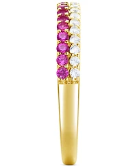 Amethyst (1/4 ct. t.w.) & Lab-Grown White Sapphire Two Row Stack Ring 14k Gold-Plated Sterling Silver (Also Additional Gemstones)