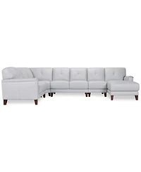 Closeout! Ashlinn 144" 5-Pc. Pastel Leather Sectional, Created for Macy's