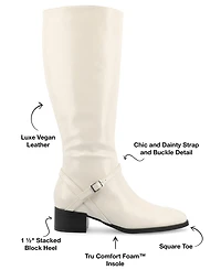 Journee Collection Women's Rhianah Wide Width Block Heel Knee High Riding Boots