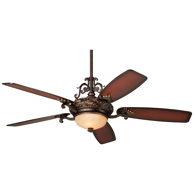 Casa Vieja 56" Casa Esperanza Indoor Ceiling Fan 5 Blade Led Light Remote Control Bronze Gold Motor Teak Finish Blades Bedroom