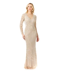 Lara Women's - Fitted Long Sleeve Beaded Gown