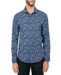 Society of Threads Men's Regular-Fit Non-Iron Performance Stretch Geo-Print Button-Down Shirt