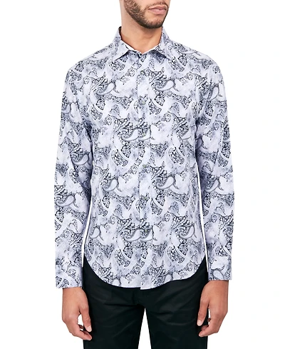 Society of Threads Men's Regular-Fit Non-Iron Performance Stretch Paisley Button-Down Shirt