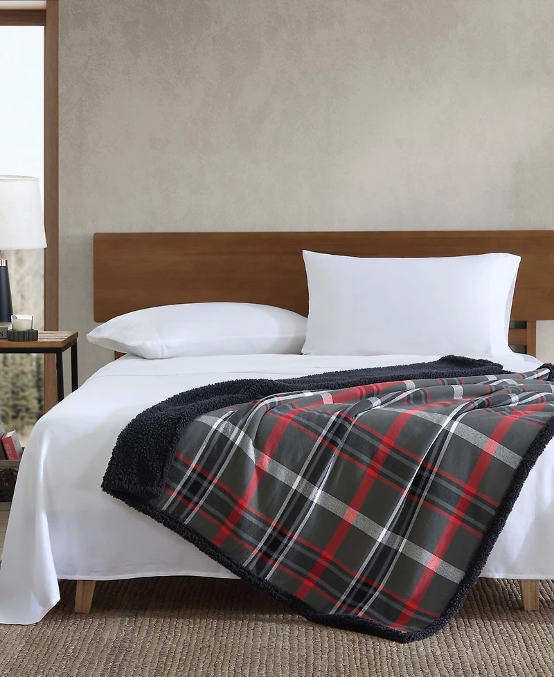 Eddie Bauer Winslow Cotton Yarn Dyed Flannel Reversible Throw, 60" x 50"