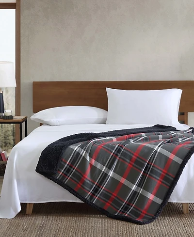 Eddie Bauer Winslow Cotton Yarn Dyed Flannel Reversible Throw, 60" x 50"