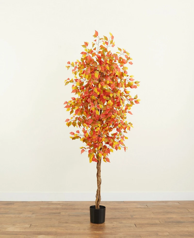 Nearly Natural 84" Autumn Ficus Artificial Fall Tree
