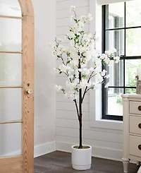 Nearly Natural 72" Artificial Cherry Blossom Tree with Decorative Planter