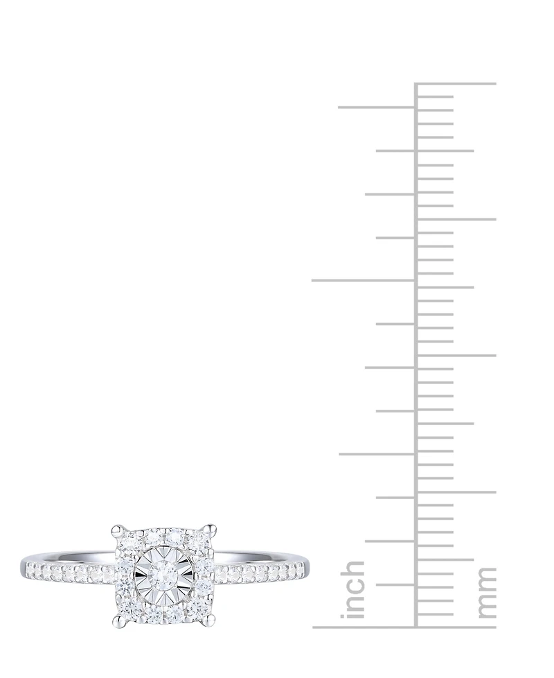 Promised Love Diamond Square Halo Ring (1/4 ct. t.w.) in Sterling Silver