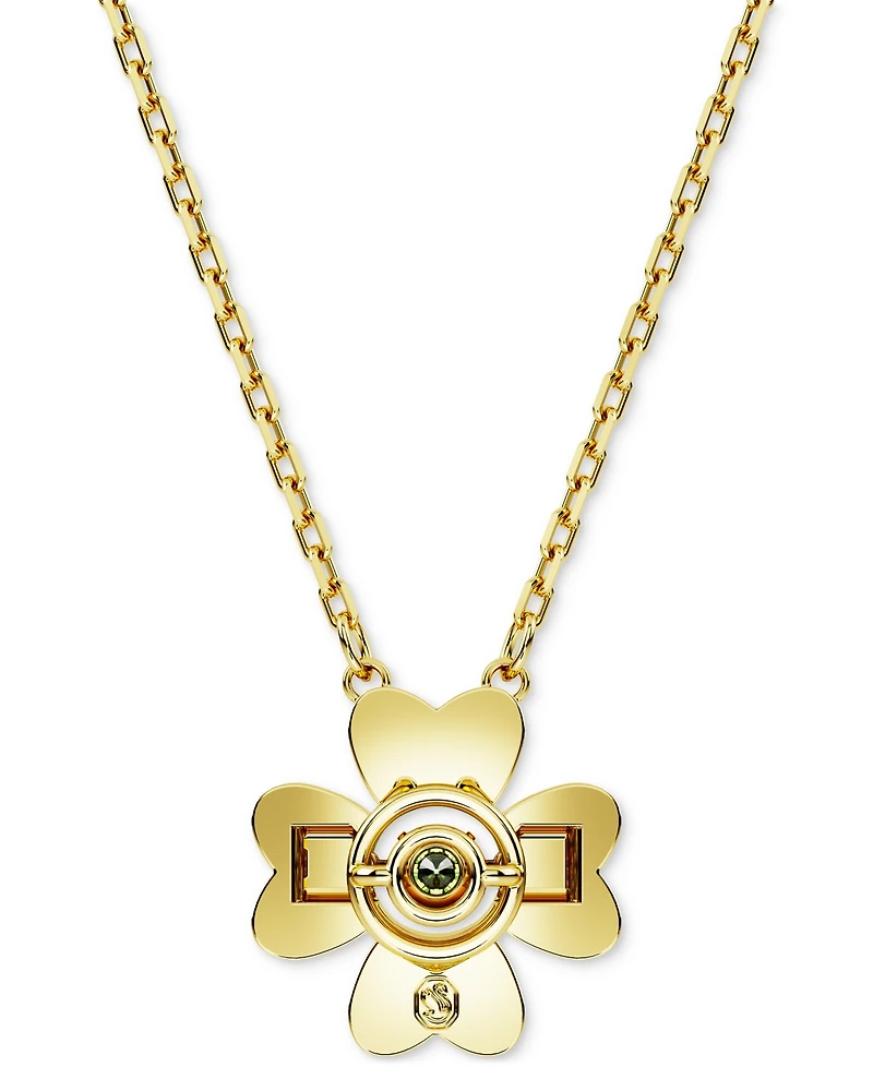 Swarovski Gold-Tone Color Crystal Clover Pendant Necklace, 15" + 2-3/4" extender