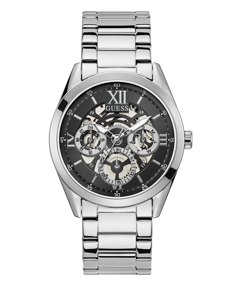 Guess Men's Multi-Function Silver-Tone Stainless Steel Watch 42mm