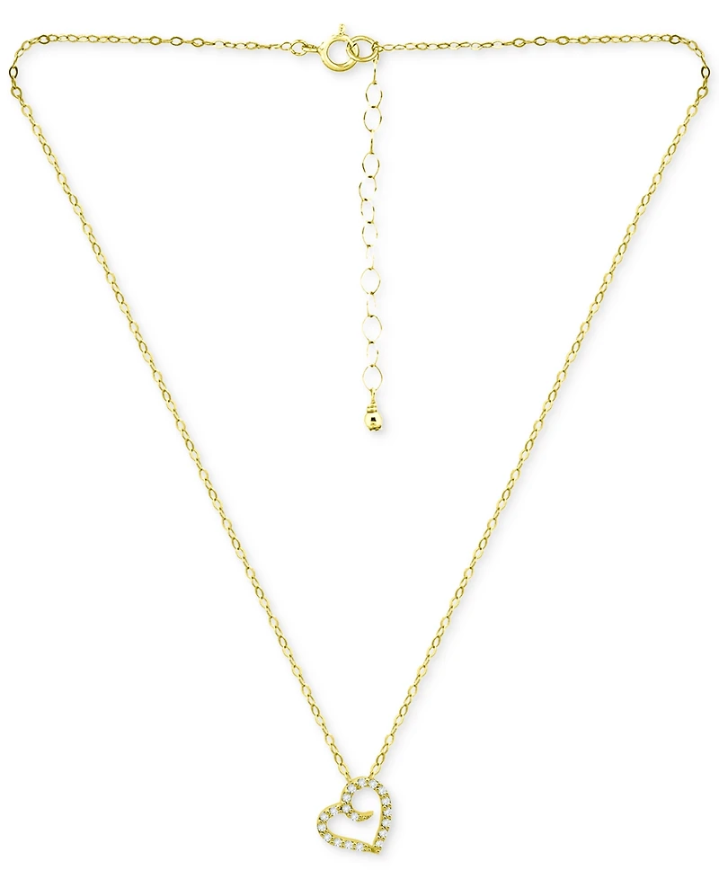 Giani Bernini Cubic Zirconia Open Heart Pendant Necklace, 16" + 2" extender, Created for Macy's