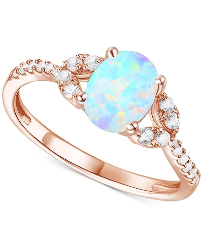 Citrine (1 ct. t.w.) & Lab-Grown White Sapphire (1/4 Ring 14k Gold-Plated Sterling Silver (Also Additional Gemstones)