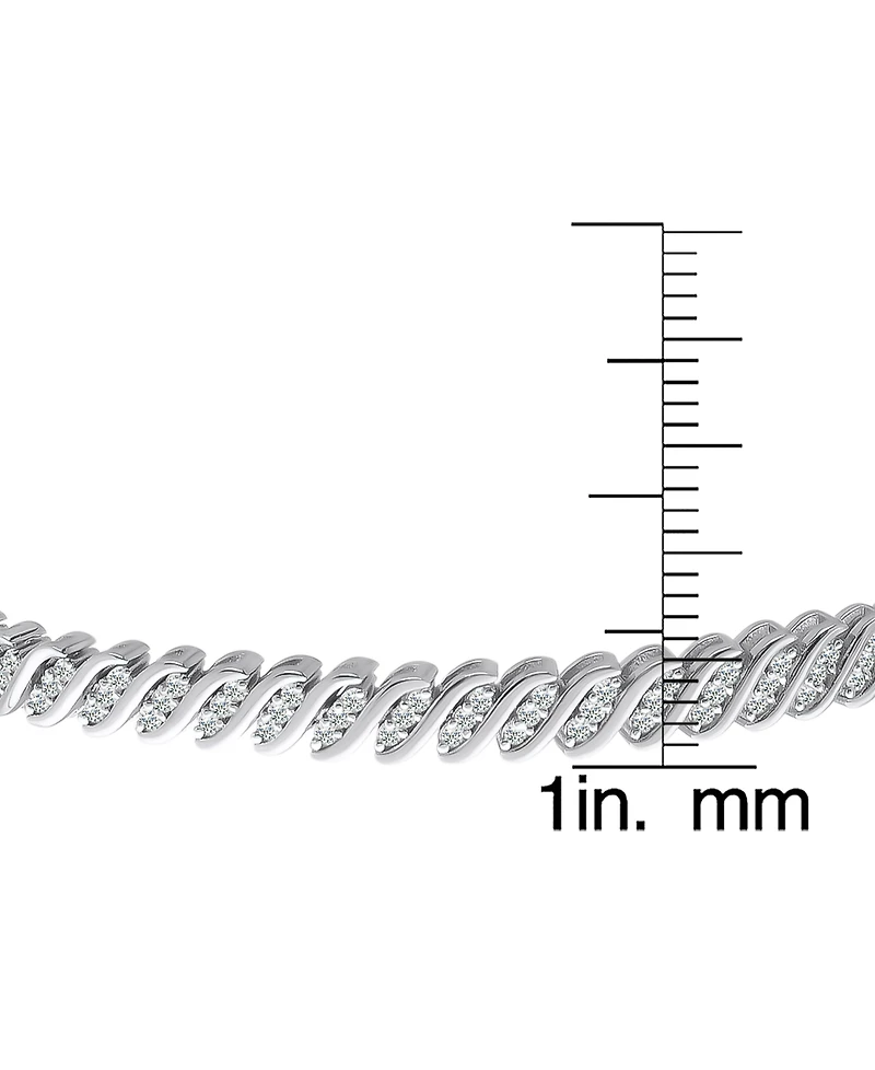 Diamond Triple Row "S" Link Bracelet (1 ct. t.w.) in Sterling Silver or 14k Gold-Plated Sterling Silver