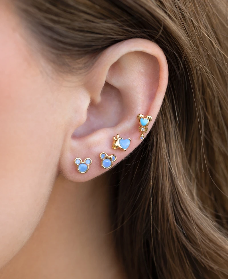 Girls Crew 18k Gold-Plated 4-Pc. Set Color Crystal Blue Dream Single Stud Earrings