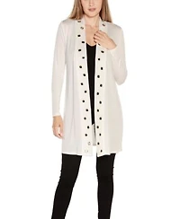 Belldini Womens Long Sleeve Grommet Trim Cardigan Top