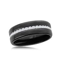 Stainless Steel Cz Eternity Band - Black Plated