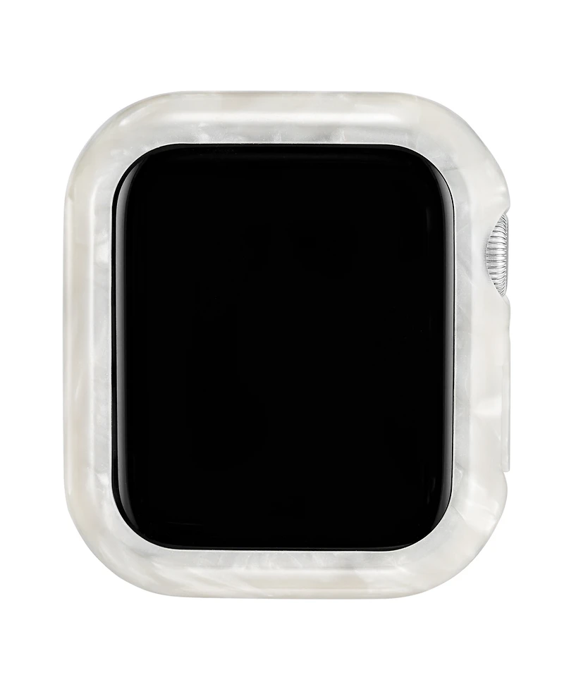 Anne Klein Women's Marbleized Ivory Acetate Protective Case designed for Apple Watch 45mm