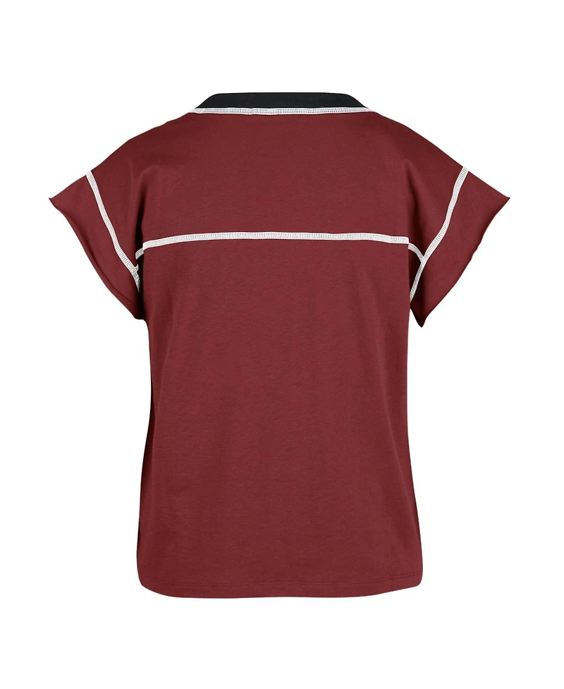 Women's '47 Brand Crimson Oklahoma Sooners Sound Up Maya Cutoff T-shirt