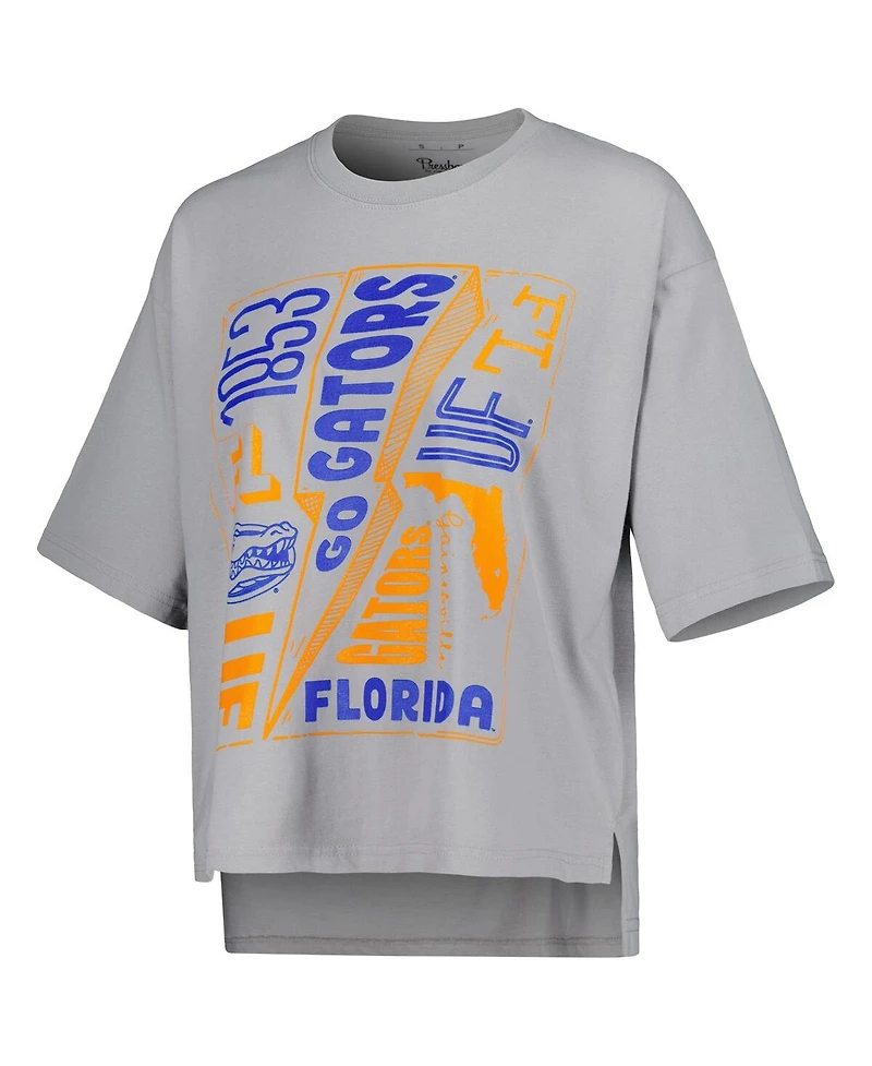 Women's Pressbox Silver Florida Gators Rock & Roll School of Rock T-shirt