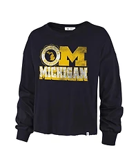Women's '47 Brand Navy Distressed Michigan Wolverines Bottom Line Parkway Long Sleeve T-shirt