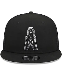 Men's New Era Black Houston Oilers Gridiron Classics Throwback Main Trucker 9FIFTY Snapback Hat