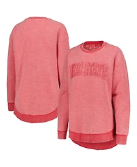 Women's Pressbox Scarlet Distressed Ohio State Buckeyes Ponchoville Pullover Sweatshirt
