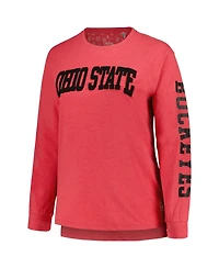 Women's Pressbox Scarlet Ohio State Buckeyes Plus Size 2-Hit Canyon Long Sleeve T-shirt