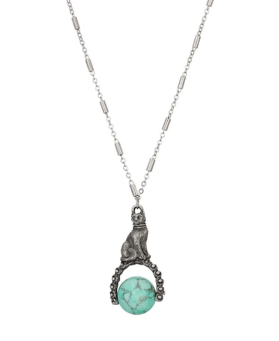 2028 Turquoise Bead Cat Spinner Necklace