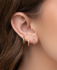 Girls Crew 18k Gold-Plated 3-Pc. Set Small Multicolor Pave Hoop Earrings, 0.5"