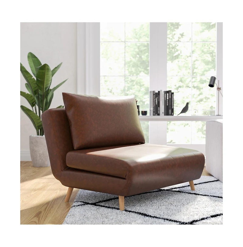 Merrick Lane Celine Convertible Tri-Fold Sleeper Chair With Channel Stitching And Pillow