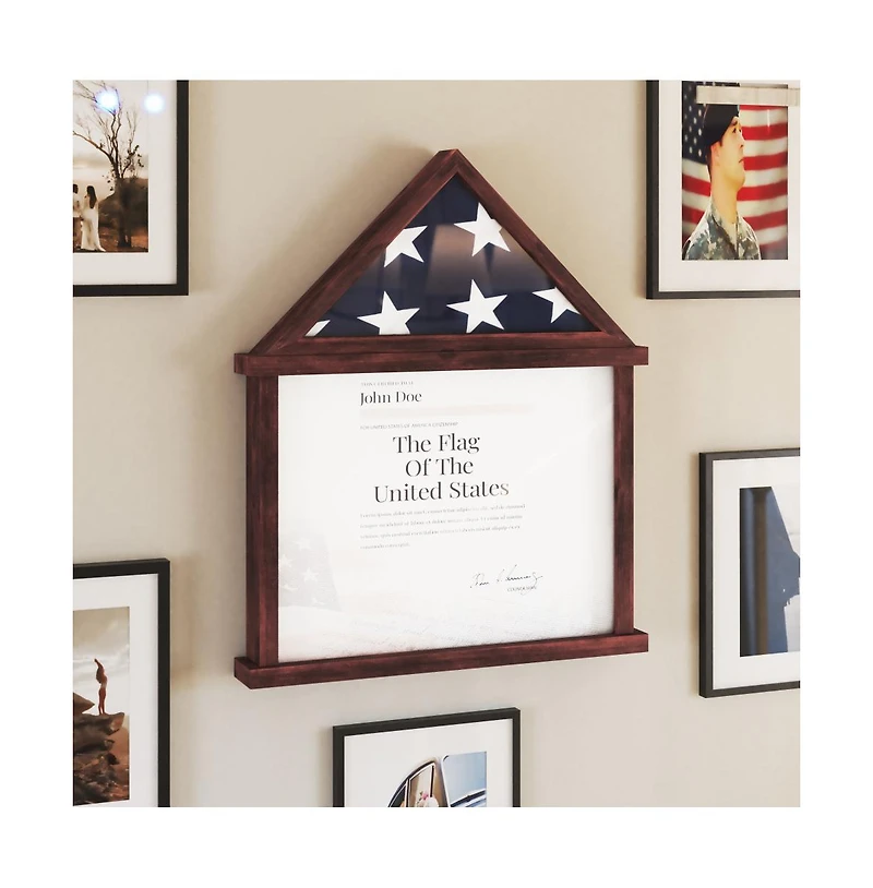Merrick Lane Hughes Flag Display Case With Certificate Holder
