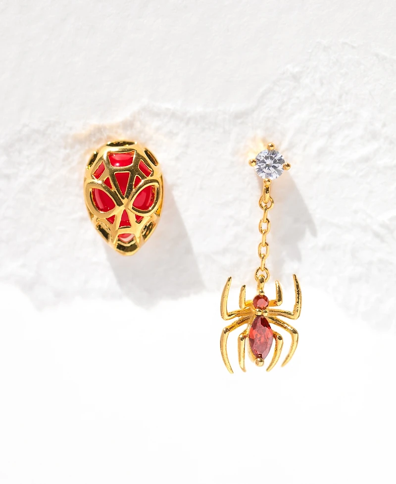 Girls Crew Color Crystal Spiderman Mismatch Stud & Drop Earrings