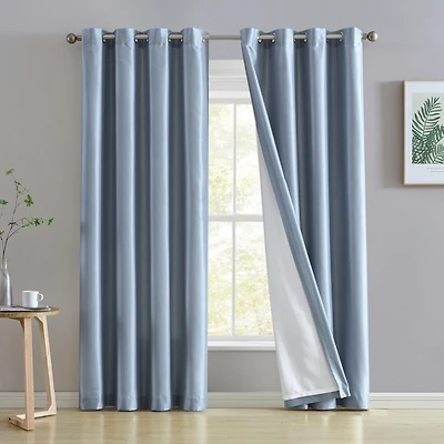 Hlc.me Jefferson Faux Silk Semi Sheer Light Filtering Microfiber Lined Grommet Lightweight Window Curtains Drapery for Bedroom